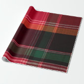 Modern Madras Pset Red Green Square Pattern Cadeaupapier (Uitgerold)