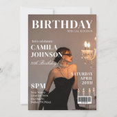 Modern Magazine cover Birthday invitation for Her Kaart (Voorkant)