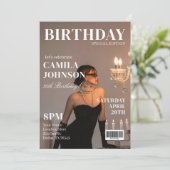 Modern Magazine cover Birthday invitation for Her Kaart (Staand voorkant)