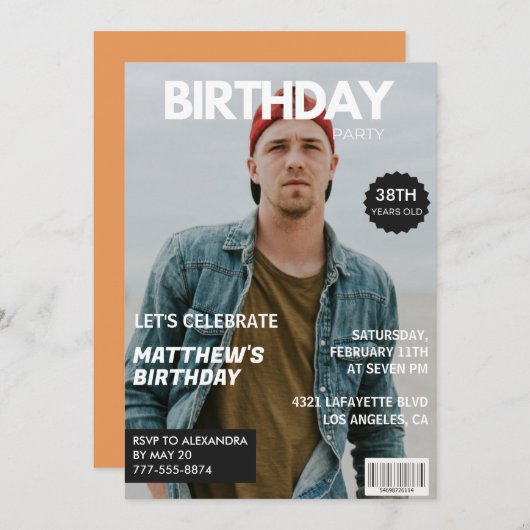 Modern Magazine Hoesje voor hem 38ste verjaardag Kaart (Voorkant / Achterkant)