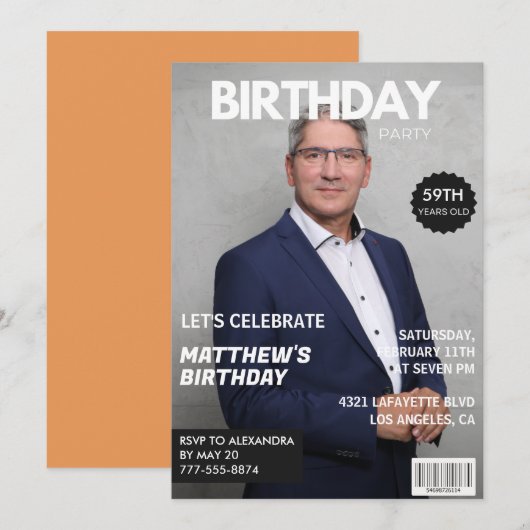 Modern Magazine Hoesje voor hem 59ste verjaardag Kaart (Voorkant / Achterkant)