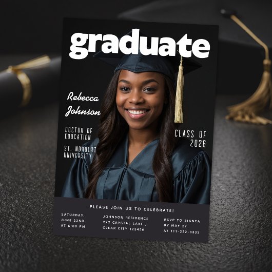 Modern Magazine Style Graduation Invitation
