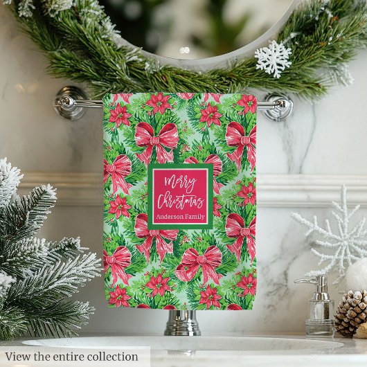 Modern magenta and red Christmas preppy bath towel Bad Handdoek