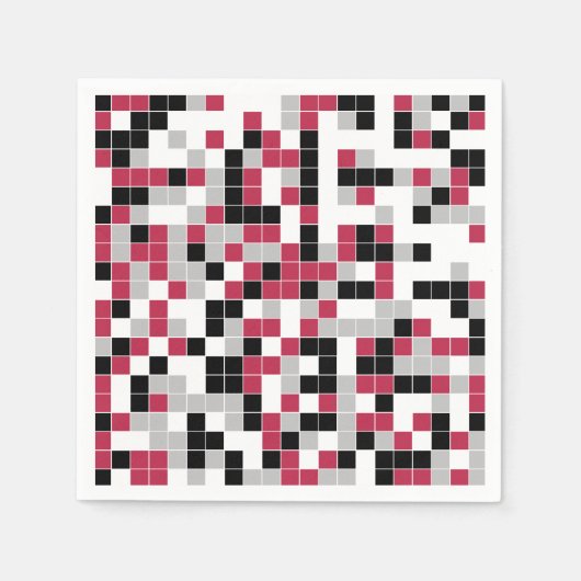 Modern Magenta Black Grey Geometric Servet (Voorkant)