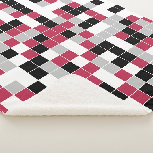 Modern Magenta Geometric Pattern Sherpa Deken (3/4)