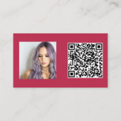 Modern magenta hair make-up foto logo qr code visitekaartje (Achterkant)