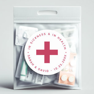 Modern Magenta katerkit In ziekte en gezondheid Ronde Sticker