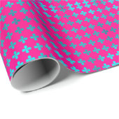 Modern Magenta Metallic Blauwgroen Floral Pattern Cadeaupapier (Rol Hoek)