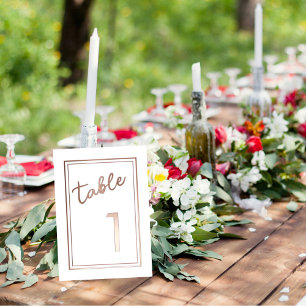 Modern Magenta Roos Gold Wedding Folie Table Numbe Uitnodiging