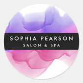 Modern Magenta Waterverf Blot Ronde Sticker (Voorkant)