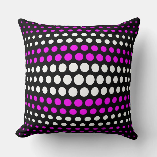 Modern Magenta & White Polka Dots Pattern Kussen (Voorkant)