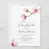 Modern Magnolia Wedding Invitation Kaart (Voorkant)