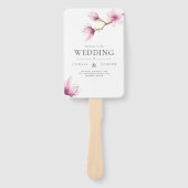 Modern Magnolia Wedding Programme Hand Fan Handwaaier (Voorkant)