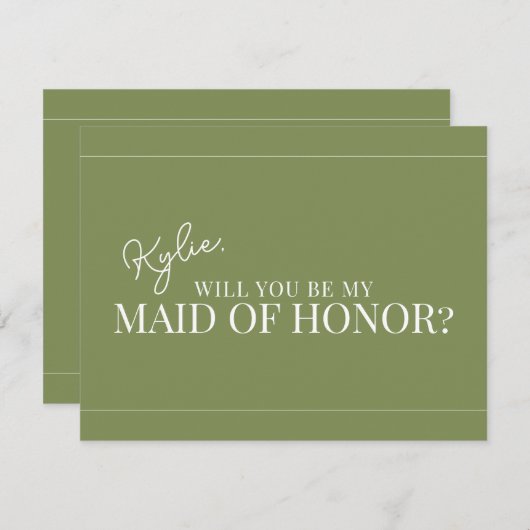 Modern Maid of Honor Voorstel Kaart (Voorkant / Achterkant)