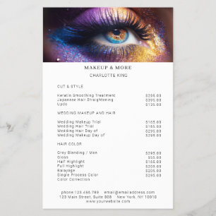 Modern, Make-up Foto Glitter Salon Prijslijst Flyer