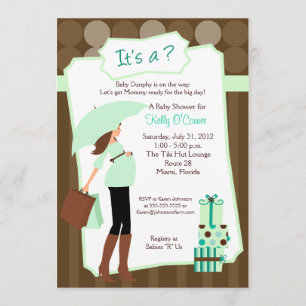 Modern mam Baby shower Invitation - Boy of Girl Kaart