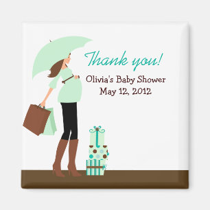 Modern mam (groen) Baby shower Favor Magnet Magneet
