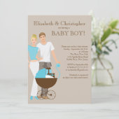 Modern mam pap Baby shower Kaart (Staand voorkant)