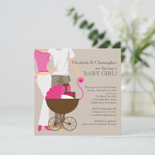 Modern mam pap Baby shower Kaart (Staand voorkant)