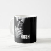 Modern Man Shushing Gesture HUSH Graphic Koffiemok (Voorkant links)