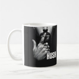 Modern Man Shushing Gesture HUSH Graphic Koffiemok