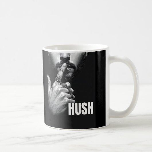 Modern Man Shushing Gesture HUSH Graphic Koffiemok (Rechts)