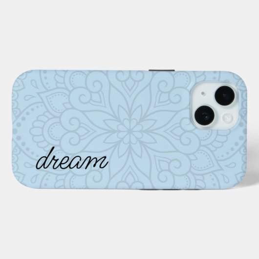 Modern Mandala Dusty Blue Script Case-Mate iPhone Case (Achterkant (horizontaal))