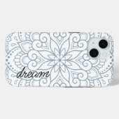 Modern Mandala Dusty Blue Script Case-Mate iPhone Case (Achterkant (horizontaal))