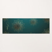Modern Mandala Flower Dark Green Gold Name Yogamat (Achterkant (horizontaal))