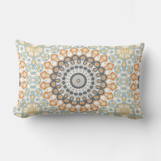 Modern Mandala in Oranje en Blauw Kussen