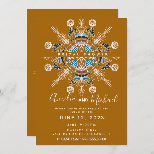 Modern Mandala Mustard Boho Art Vrijgezellenfeest Kaart (Voorkant / Achterkant)