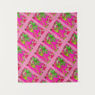 MODERN Mandala - PINK GREEN TREE Tapestry Wandkleed