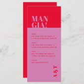 Modern Mangia Italiaanse roze rode bruiloft Menu (Voorkant / Achterkant)