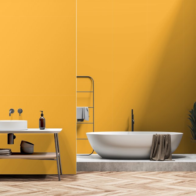 Modern Mango Yellow Plain Solid Color Behang (Badkamer)