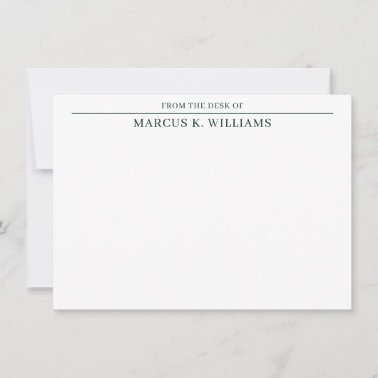 Modern mannelijk groen en wit notitiekaartje (Voorkant)