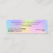 modern manuscript holographic dank u voor uw orde mini visitekaartje (Achterkant)