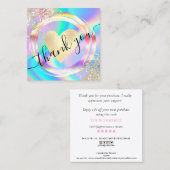 modern manuscript holographic dank u voor uw orde vierkante visitekaartje (Voorkant / Achterkant)