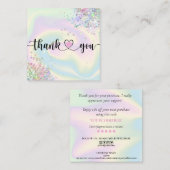 modern manuscript holographic dank u voor uw orde vierkante visitekaartje (Voorkant / Achterkant)