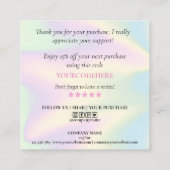 modern manuscript holographic dank u voor uw orde vierkante visitekaartje (Achterkant)