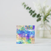 modern manuscript holographic dank u voor uw orde vierkante visitekaartje (Staand voorkant)