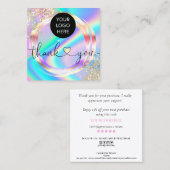 modern manuscript holographic dank u voor uw orde vierkante visitekaartje (Voorkant / Achterkant)
