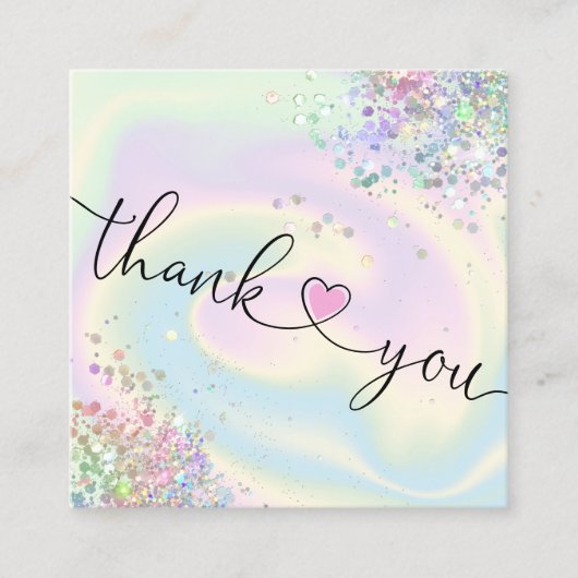 modern manuscript holographic dank u voor uw orde vierkante visitekaartje (Voorkant)