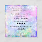 modern manuscript holographic dank u voor uw orde vierkante visitekaartje (Achterkant)