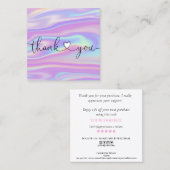 modern manuscript holographic dank u voor uw orde vierkante visitekaartje (Voorkant / Achterkant)