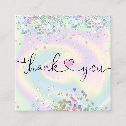 modern manuscript holographic dank u voor uw orde vierkante visitekaartje (Voorkant)