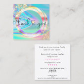 modern manuscript holographic dank u voor uw orde vierkante visitekaartje (Voorkant / Achterkant)