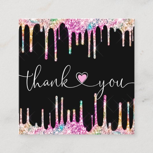 modern manuscript holographic dank u voor uw orde vierkante visitekaartje (Voorkant)