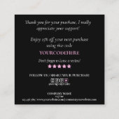 modern manuscript holographic dank u voor uw orde vierkante visitekaartje (Achterkant)