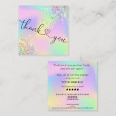 modern manuscript holographic dank u voor uw orde vierkante visitekaartje (Voorkant / Achterkant)