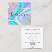modern manuscript holographic dank u voor uw orde vierkante visitekaartje (Voorkant / Achterkant)